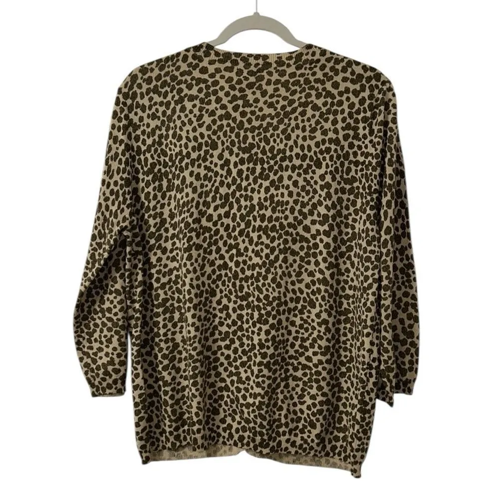 Jaclyn Smith Leopard Print Brown & Tan Button Down Cardigan(Size XL) - Image 3
