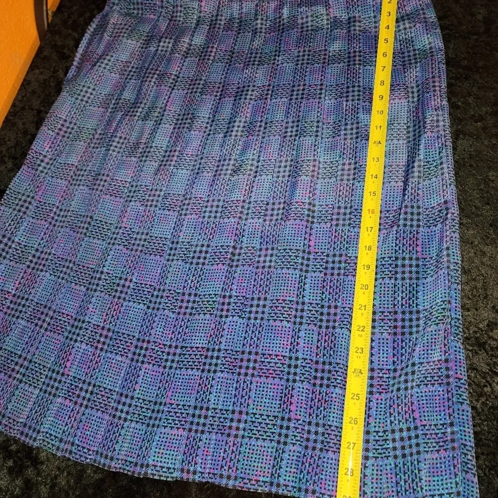 Vintage B.G.B Blue 100%Polyester Buttons Long Sleeve 2 Piece Top & Skirt Dress Size 16 - Image 15