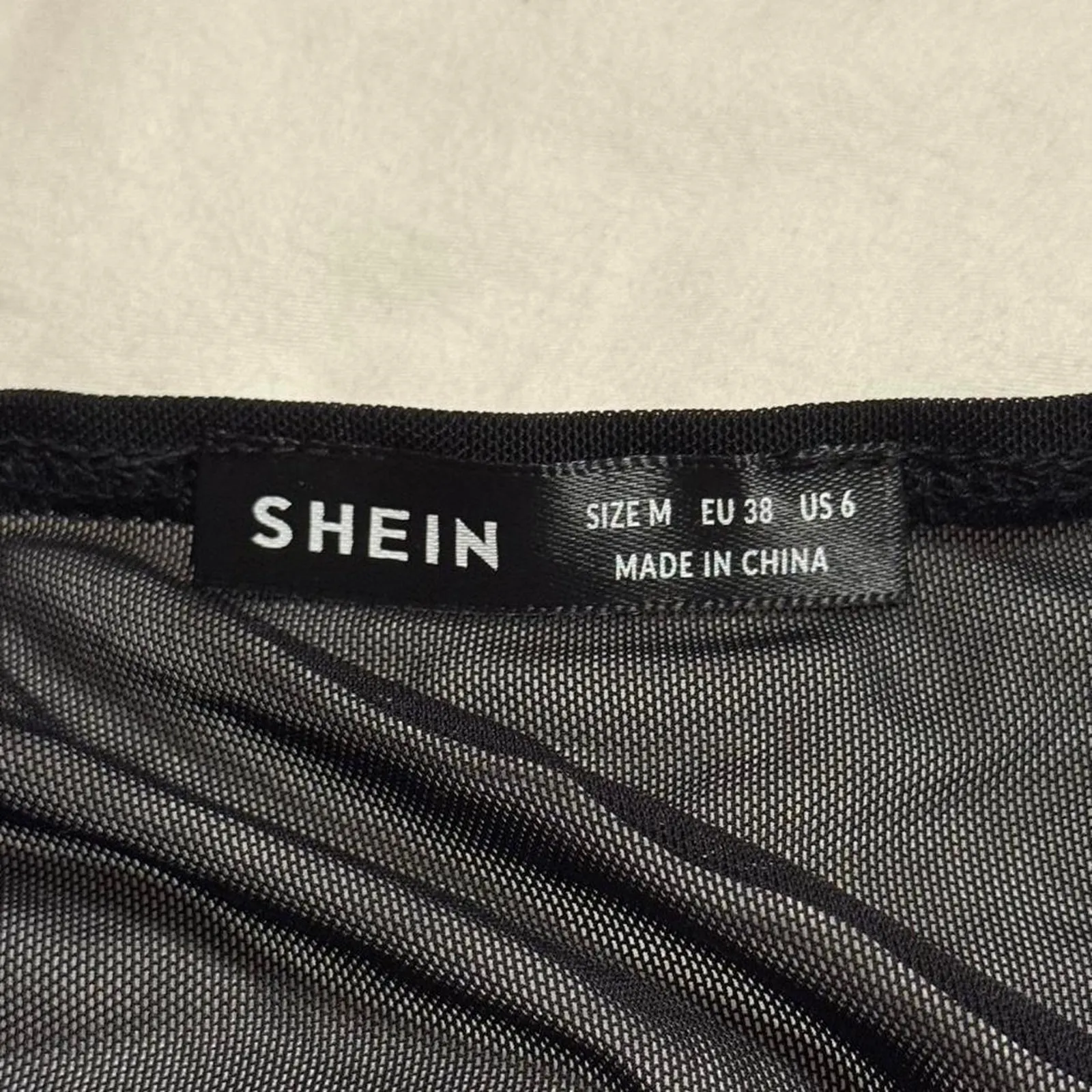 SHEIN Sheer Black Ruched Mesh Off Shoulder Top -M - Image 7