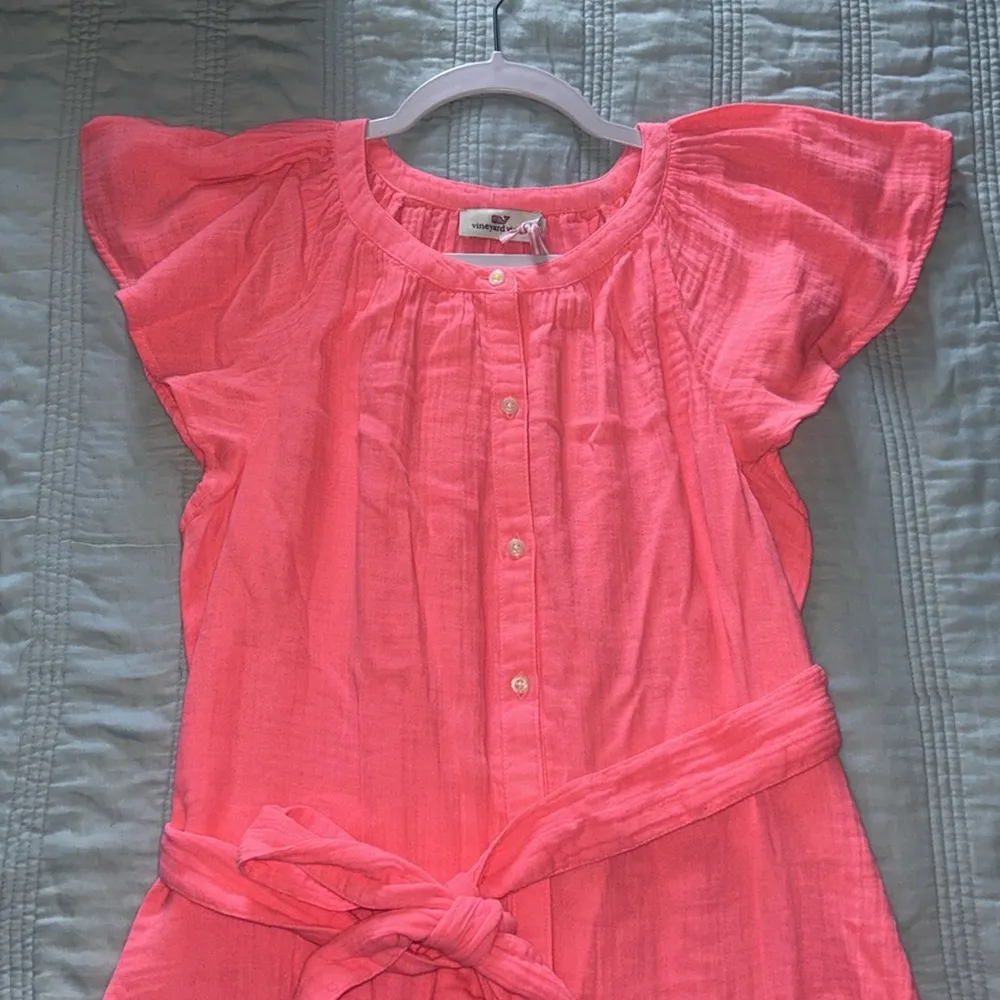 Vineyard vines Double Gause Shirt Dress S NEW S Neon Rosa - Image 5