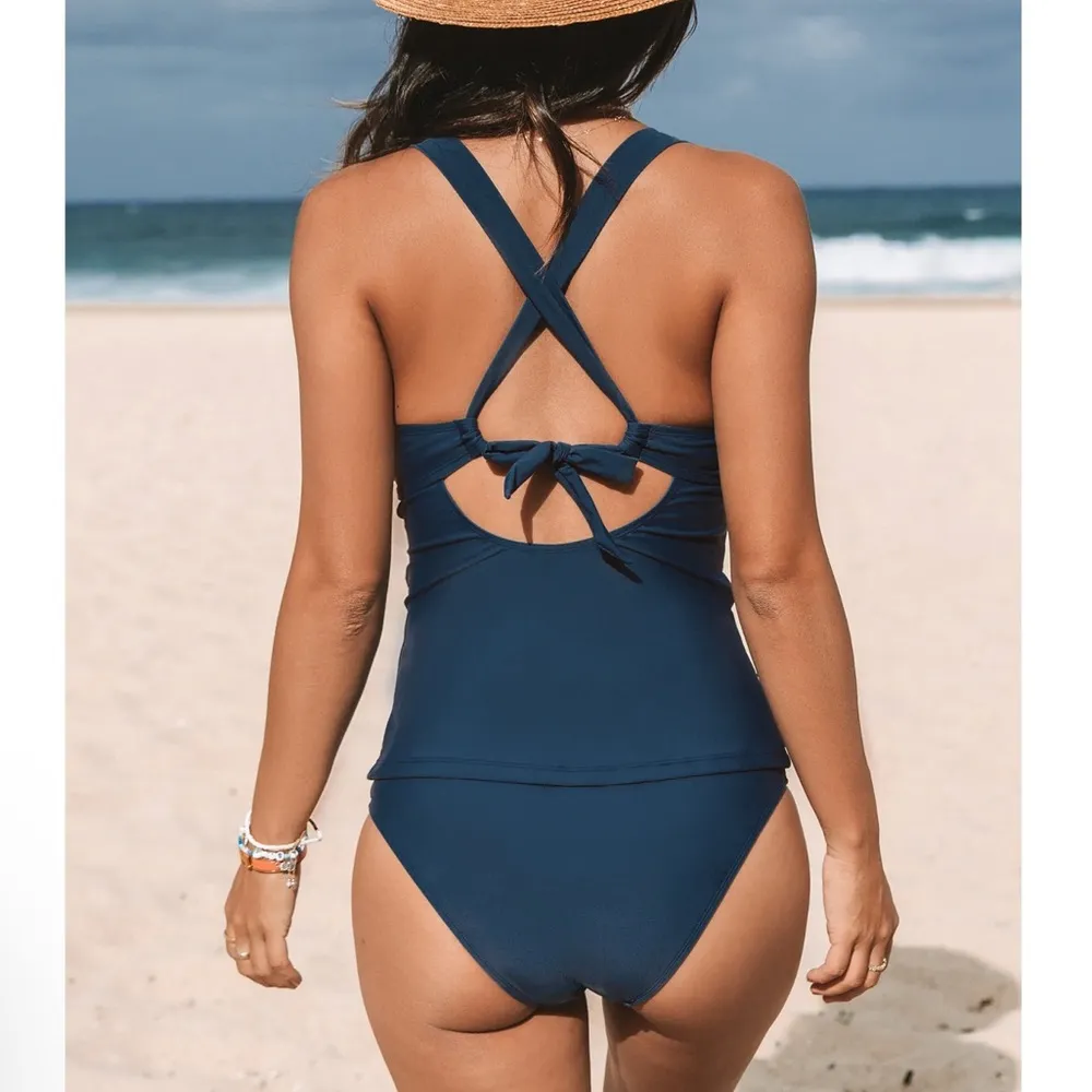 Cupshe Escaping Crossback Tankini Top (top only), NWT - Image 2