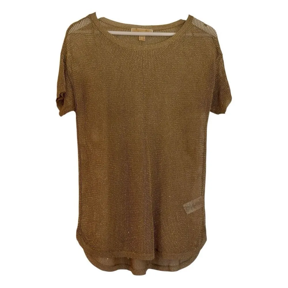 Michael Michael Kors gold mesh short sleeve top small - Image 2
