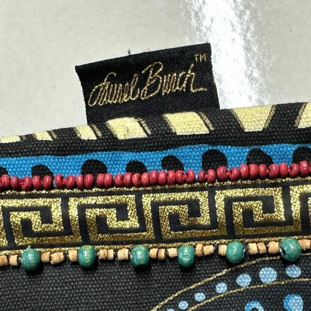 Laurel Burch Beaded Canvas Cat Print Crossbody Bag Black/Multicolor Black - Image 3