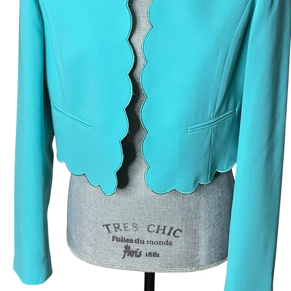 KASPER Scalloped Hen / Edge Turquoise Jacket size 4 Blue - Image 5