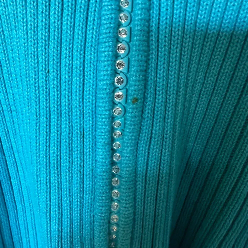 Y2K knit ribbed zip up sweatsuit top Blue Size L - Image 5