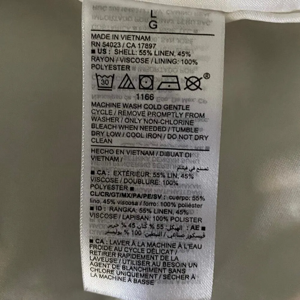 Old Navy Size L Linen Blend Striped Blazer Jacket Pockets Lined Blue Natural - Image 5