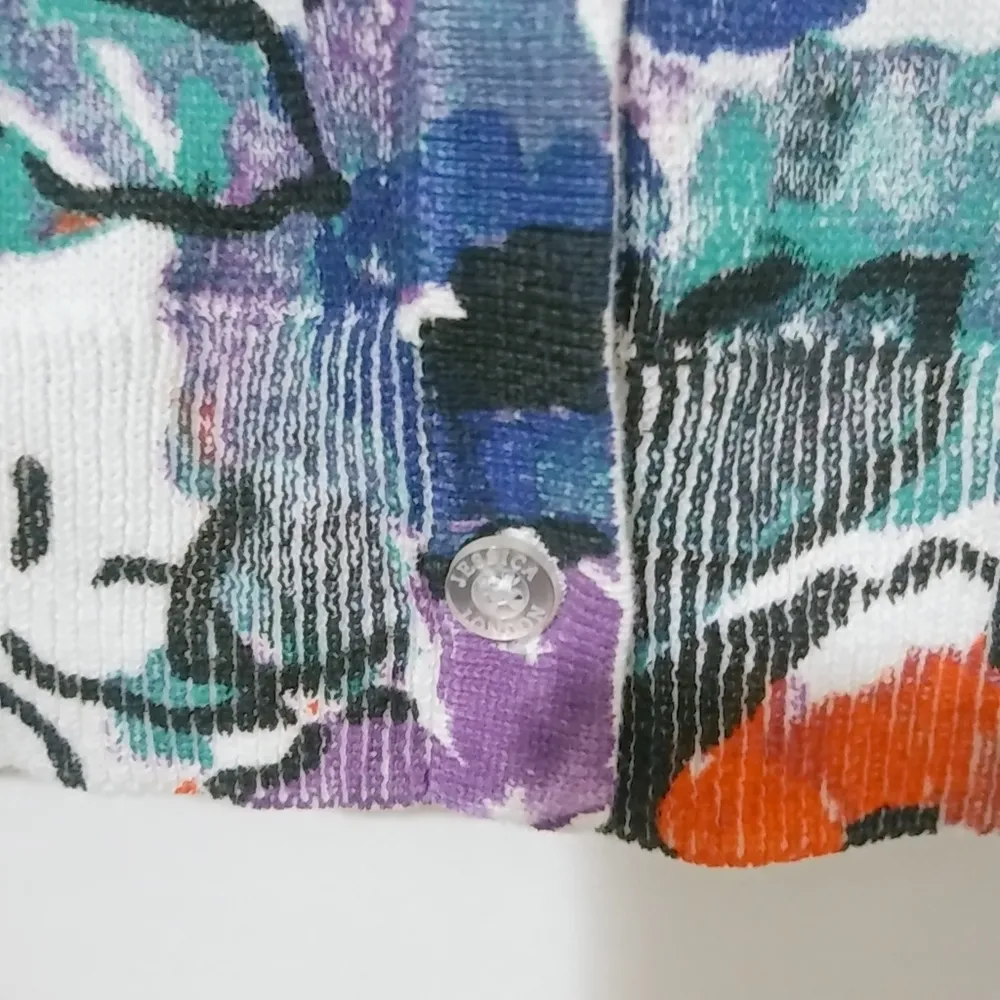 Jessica London 26 28 Bright All Over Floral Cardigan Sweater Plus - Image 7