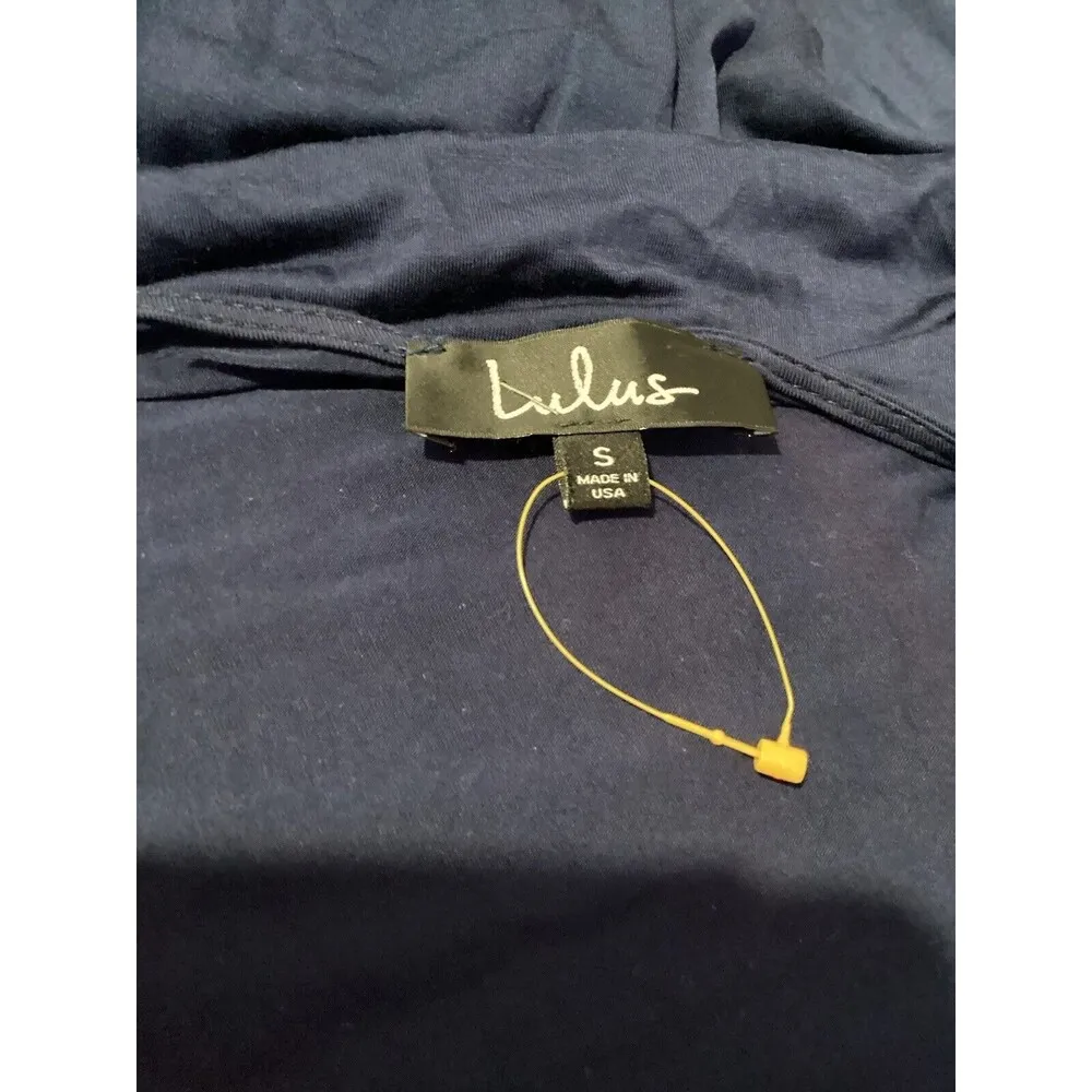 Lulu’s Lovely Navy Blue Gown Long Sleeve Maxi Dress Stretch Jersey S - Image 6