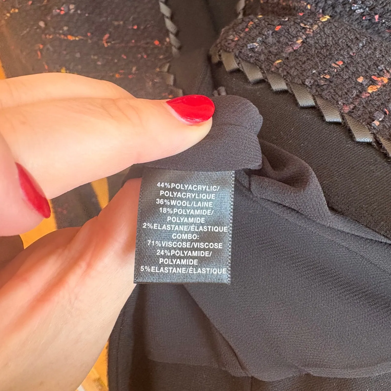 Lafayette 148 New York Petite Black Multi Color Tweed Trim Blazer Jacket Size 2 - Image 3