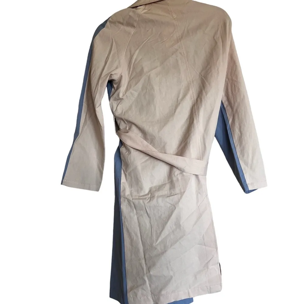 NEW BELTED TRENCH COAT IN COLOR KHAKI / BLUE - Image 12