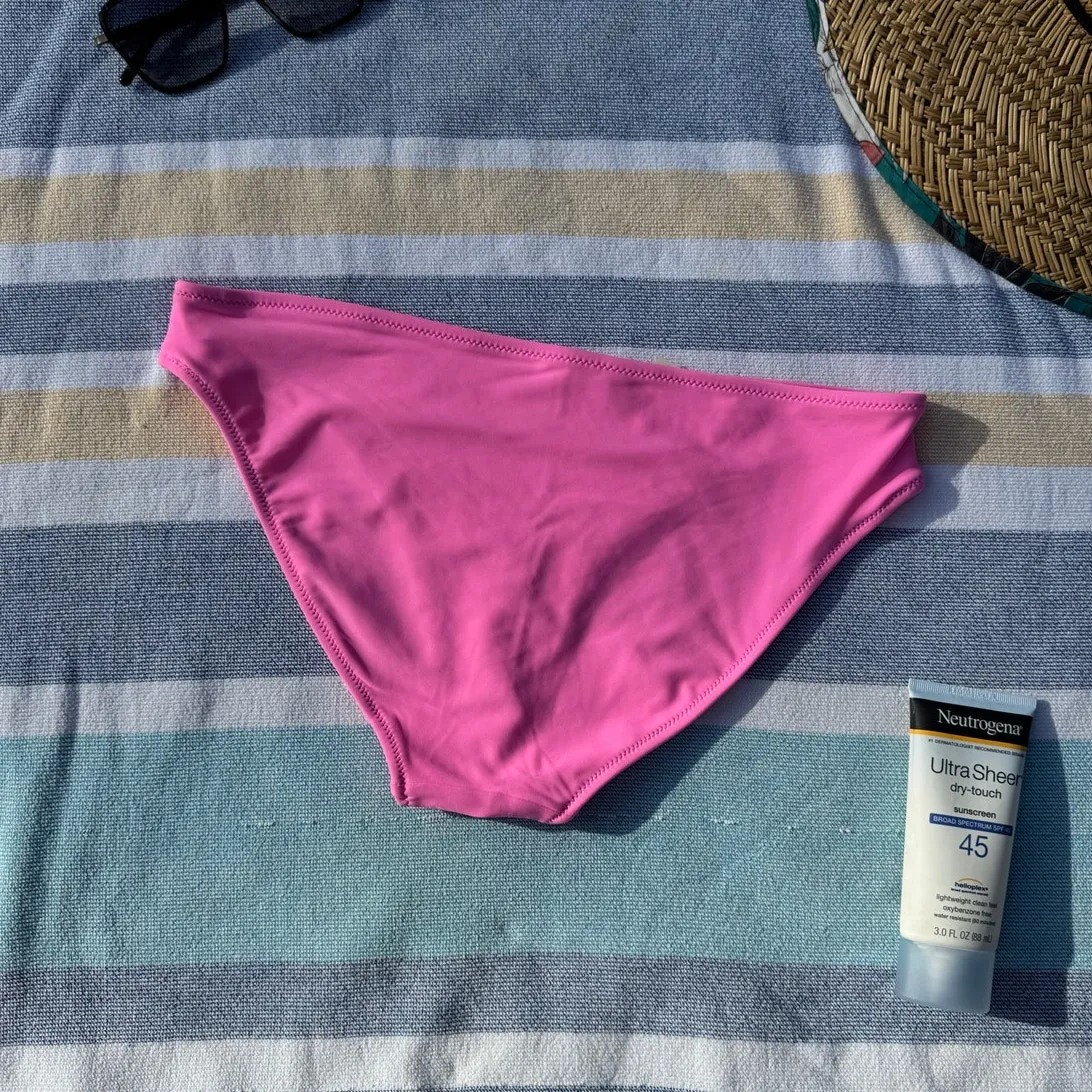 Aerie Pink Bikini Bottom Sz M NWT Swim Brief Mid-Rise Stretch Solid Swimwear - Image 2