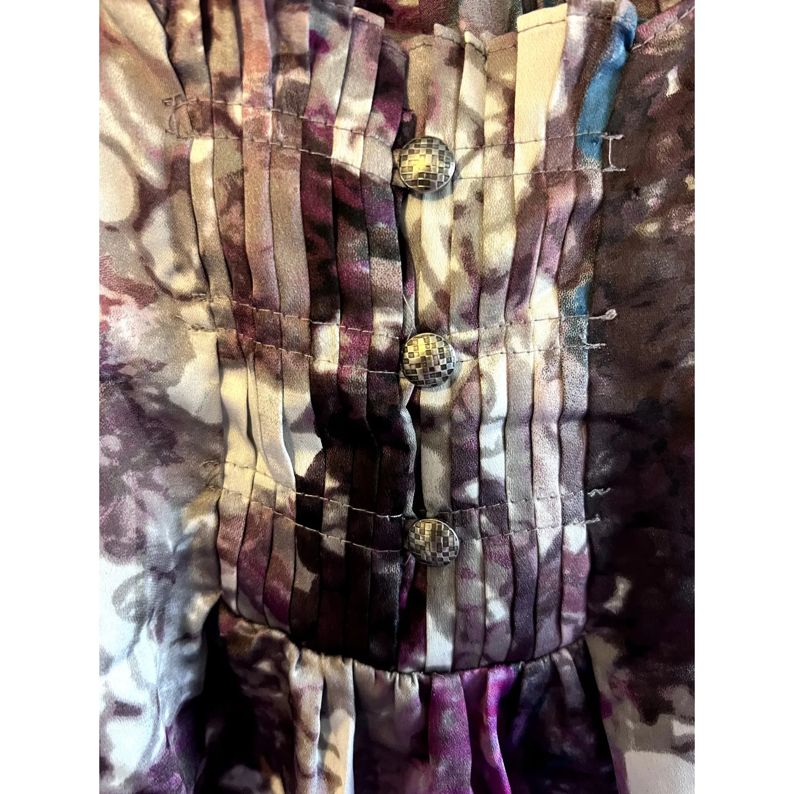 NY Collection Blouse Size XL Floral Pleaded Office career Elegant - Image 6