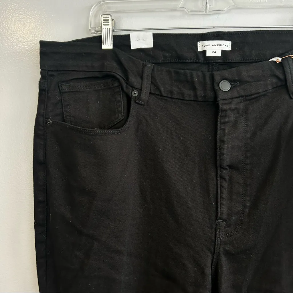 NWT Good American Good Legs Black Mid Rise Skinny Fit Flare Leg Pants/Jeans 24 - Image 4