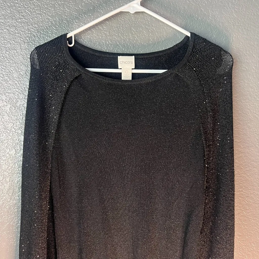 Chico’s Size 2 (US 12) Black Sleeveless Shell w/ Cape - Image 2