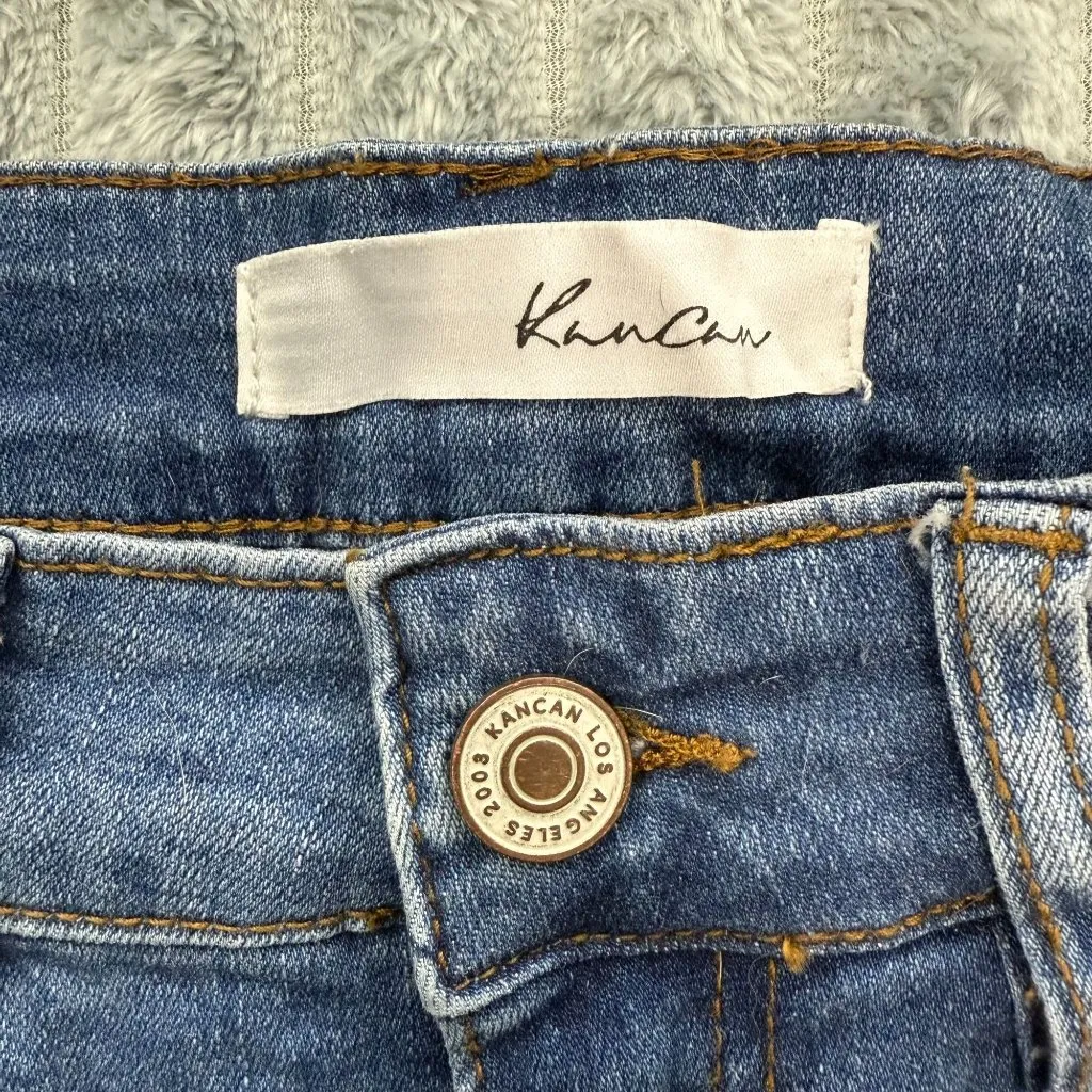 KanCan Denim Shorts Womens 7/27 Distressed Blue Jean Cuffed Stretch Grunge Faded - Image 2
