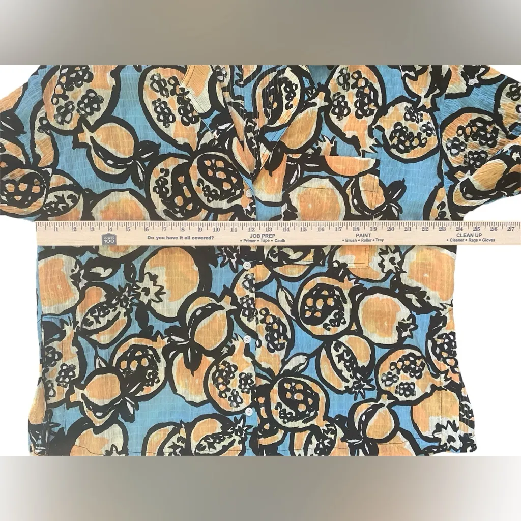 Zara Women’s Citrus Lemon Button Down Short Sleeve Top Size XS Capri Coastal - Image 8