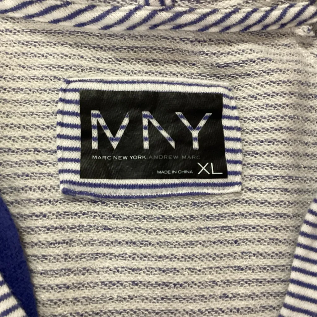 Marc New York Striped Short Sleeve Hoodie Size XL Blue - Image 8