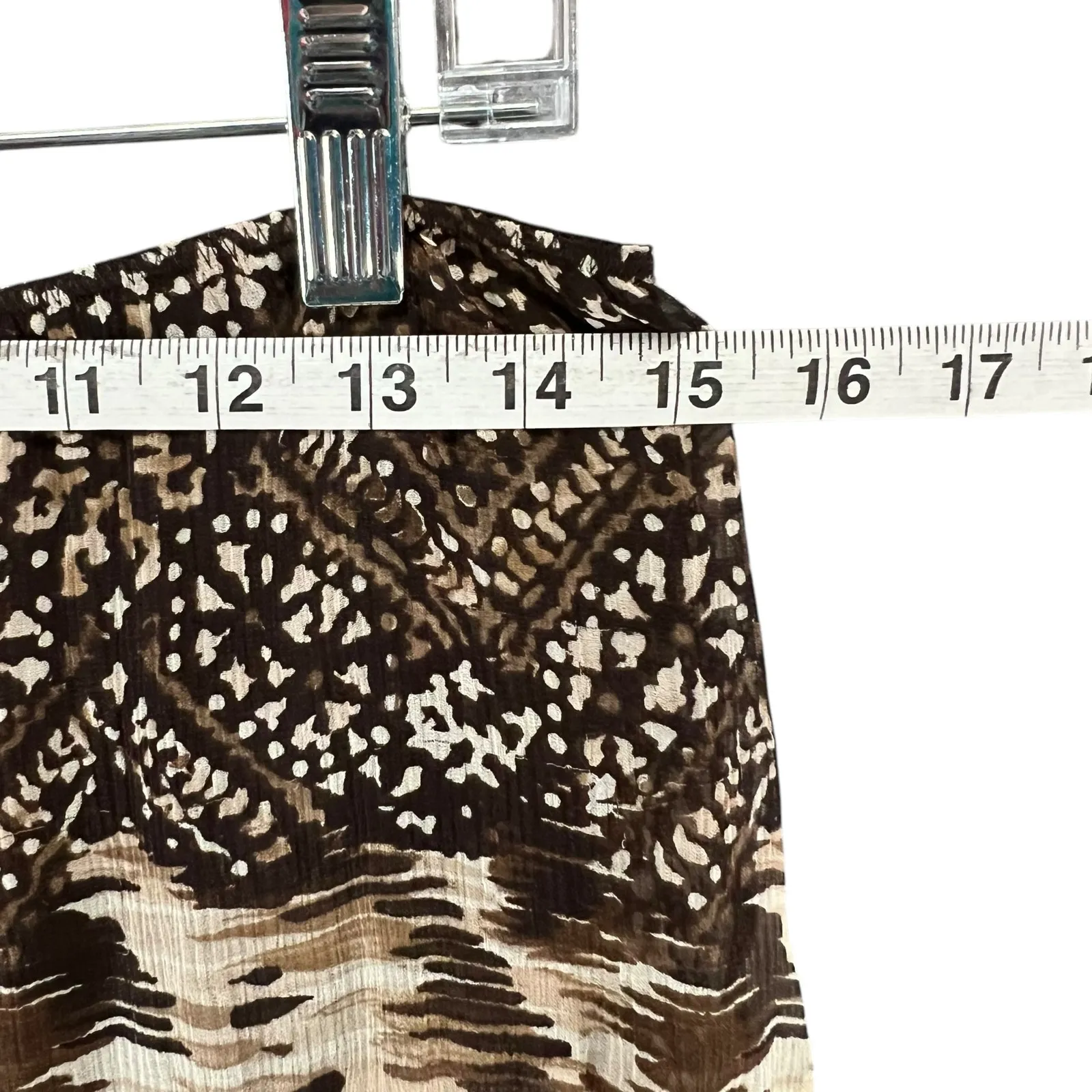 Nine West Skirt Women 4 Brown Silk Geo Tribal Mix Print Pleated Y2K Southwestern - Image 5