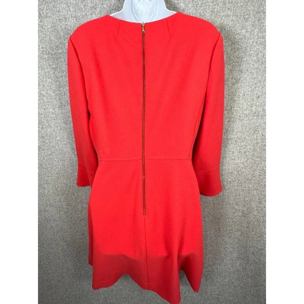 J.Crew Size 10 Womens Dress Coral Orange Flared Wrists Zip Classic Zip - Image 7