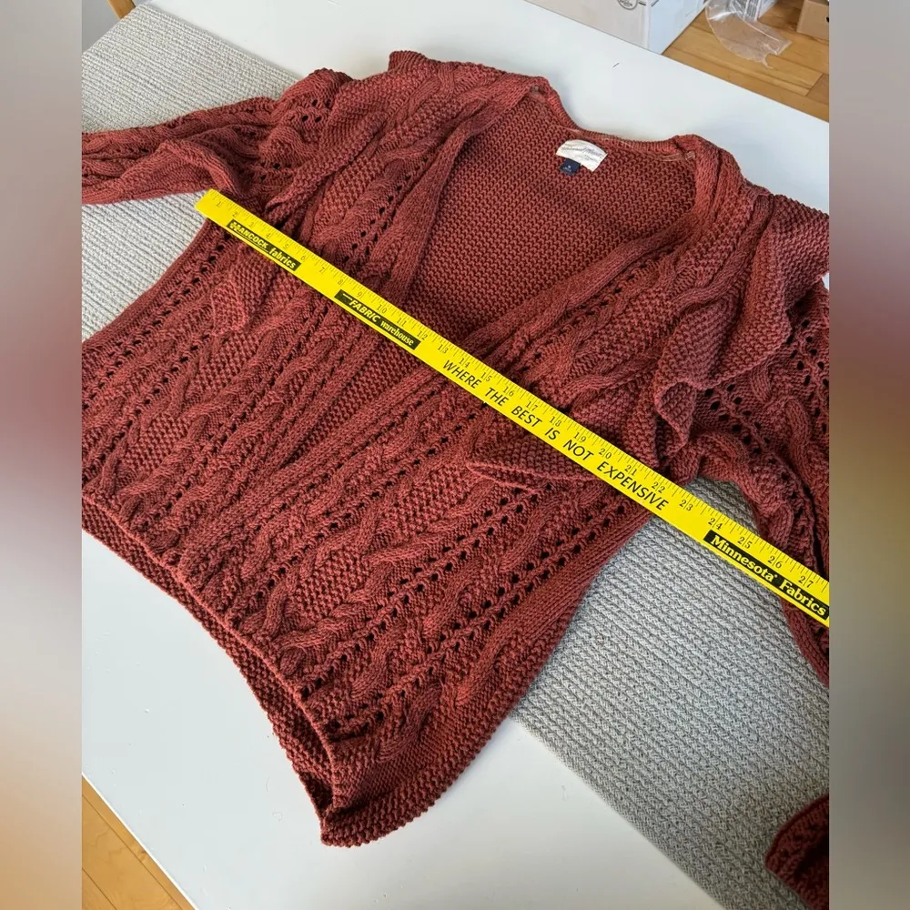 Universal Thread Rust Brown Ruffle Cotton Cardigan Sweater Size XL - Image 8