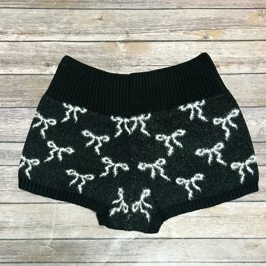 Out From Under Black Ivory Cozy Up Fuzzy Eyelash Knit Sweater Bows Shorts Medium - Image 5