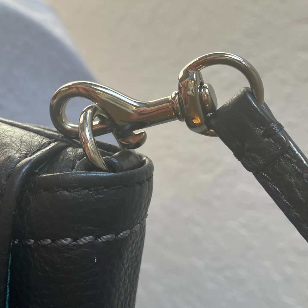 Coach: Black Pebbled Leather Clutch Wristlet- Silver Tone - Image 6