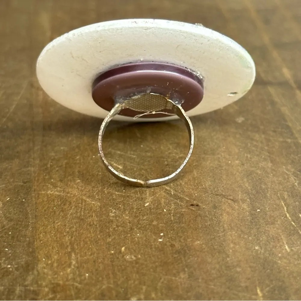 Vintage large round floral ring - Image 2