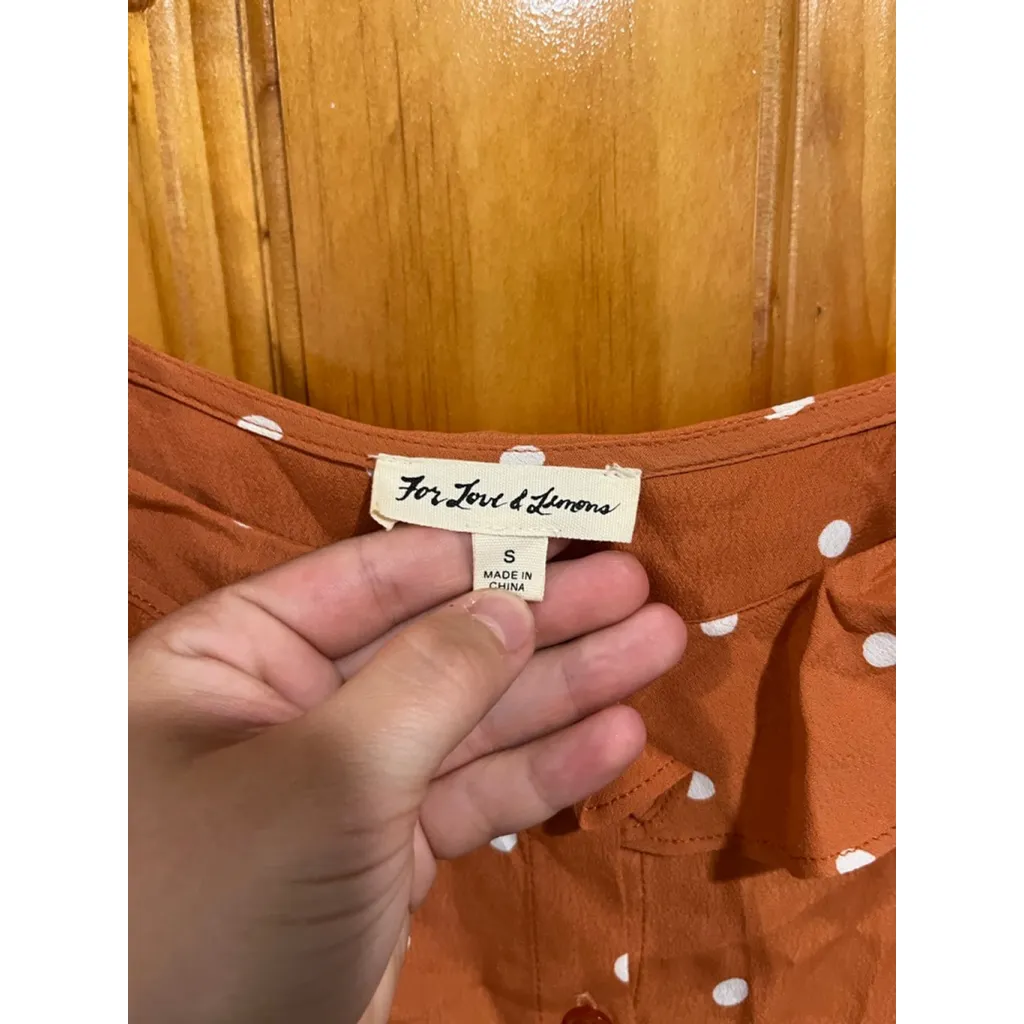 For Love & Lemons Natalia Dot Midi Dress Copper Dot Size Small - Image 2