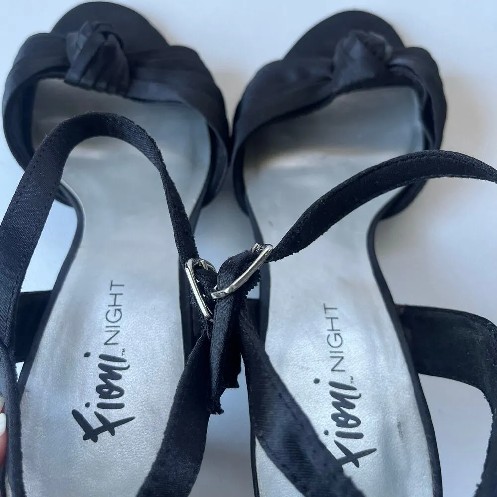 Fioni Nights Satin Kitten Heel Sandals Womens Size 8.5 Strappy Y2K Glam Cocktail Black - Image 11