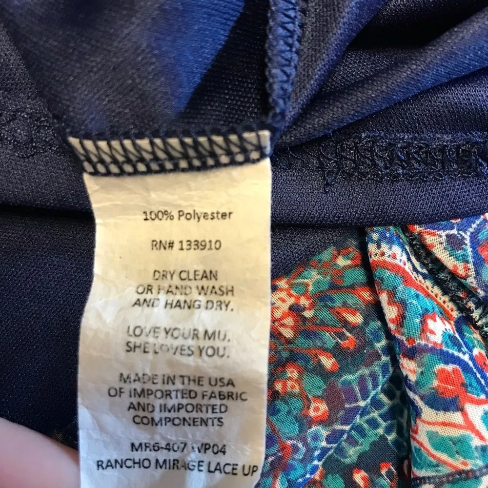 Show Me Your MuMu Blue Red Rancho Mirage Batik Tank Top Small Tunic Oversized - Image 5