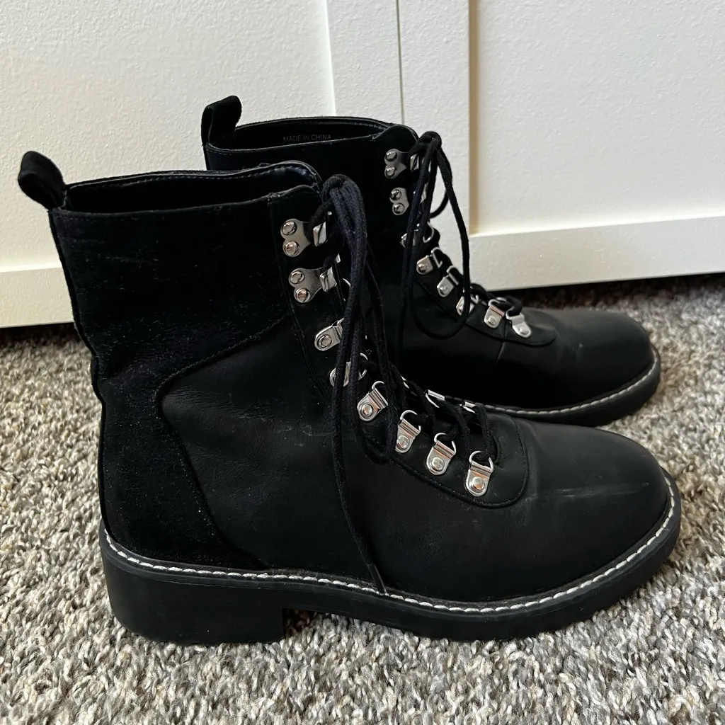 London Rebel ASOS Black Combat Lace Up Boots‎ Vegan Leather Size 8 - Image 3