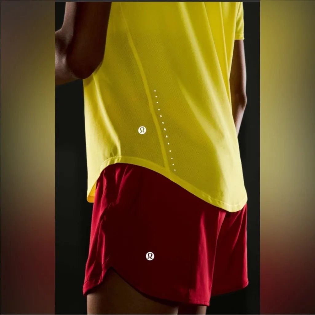 Lululemon High-Neck Running and Training T-Shirt Yellow - Image 3
