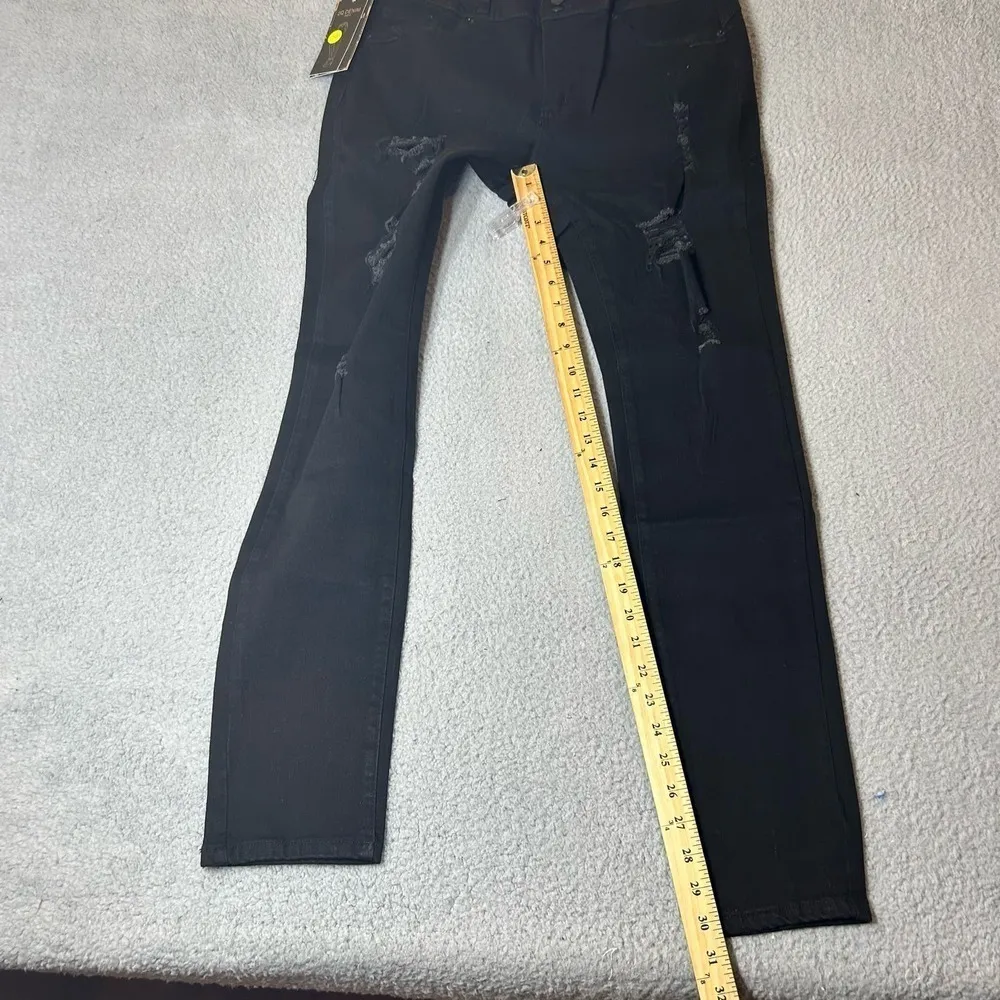 2Q‎ Jeans Womens Juniors 17 Black High Rise Flat Front Distressed Denim NEW Size undefined - Image 6
