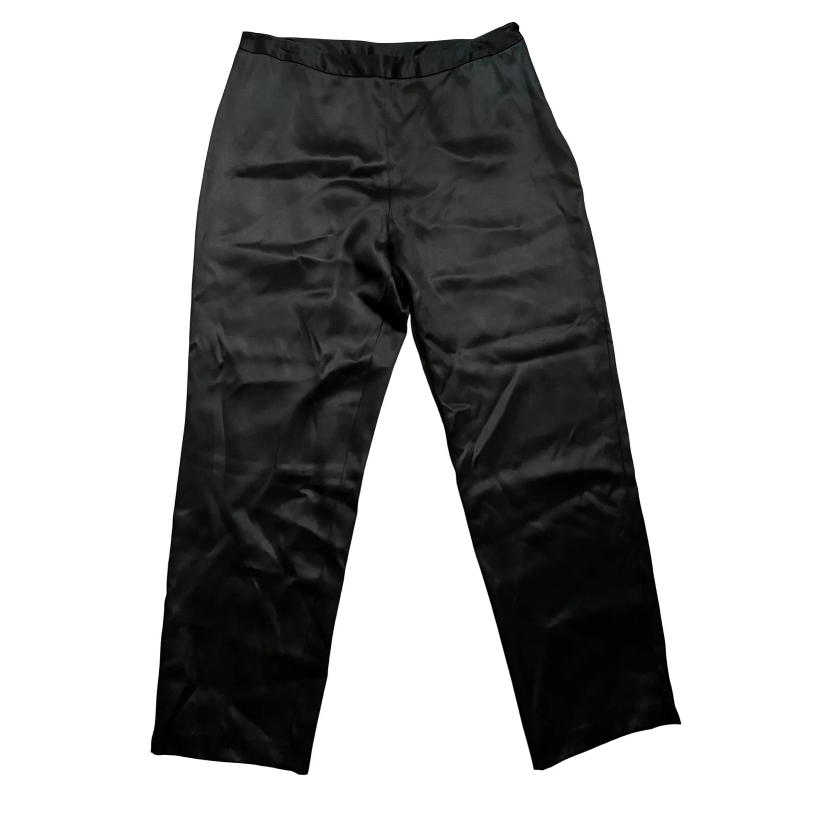 Black Silk Tailored Pants Casual Corner Women 14 Quiet Luxury - Image 3