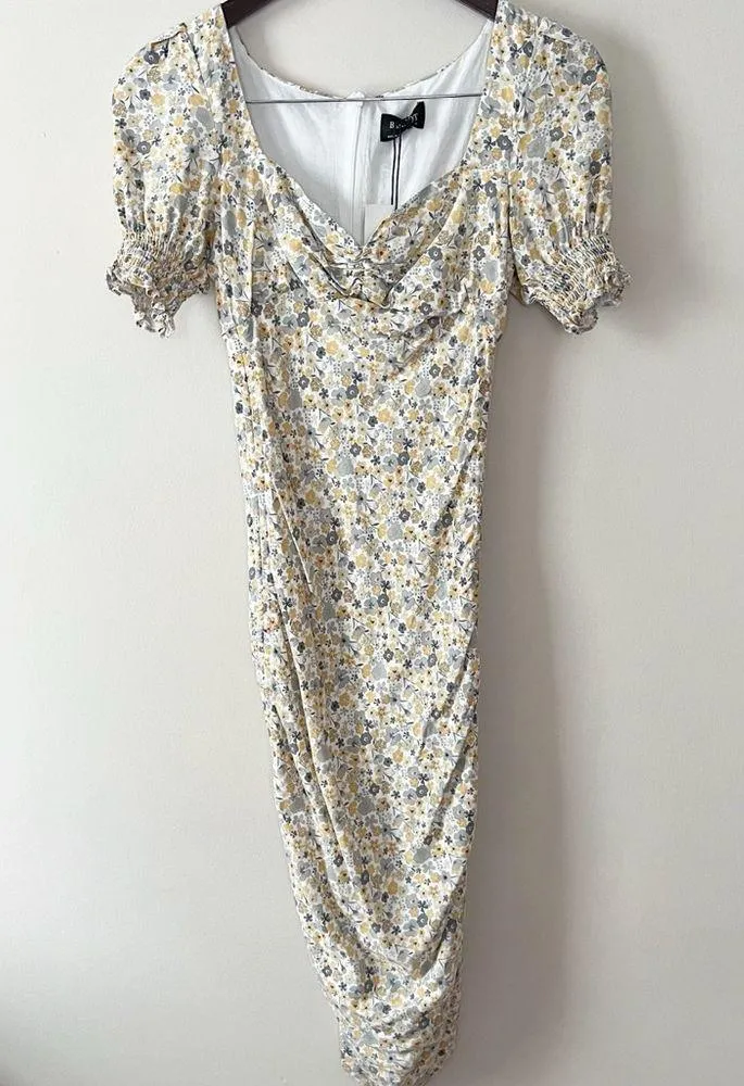 Mini Dress Cindy Sweetheart Neck Yellow Floral Print NEW Size XS/4 - Image 3