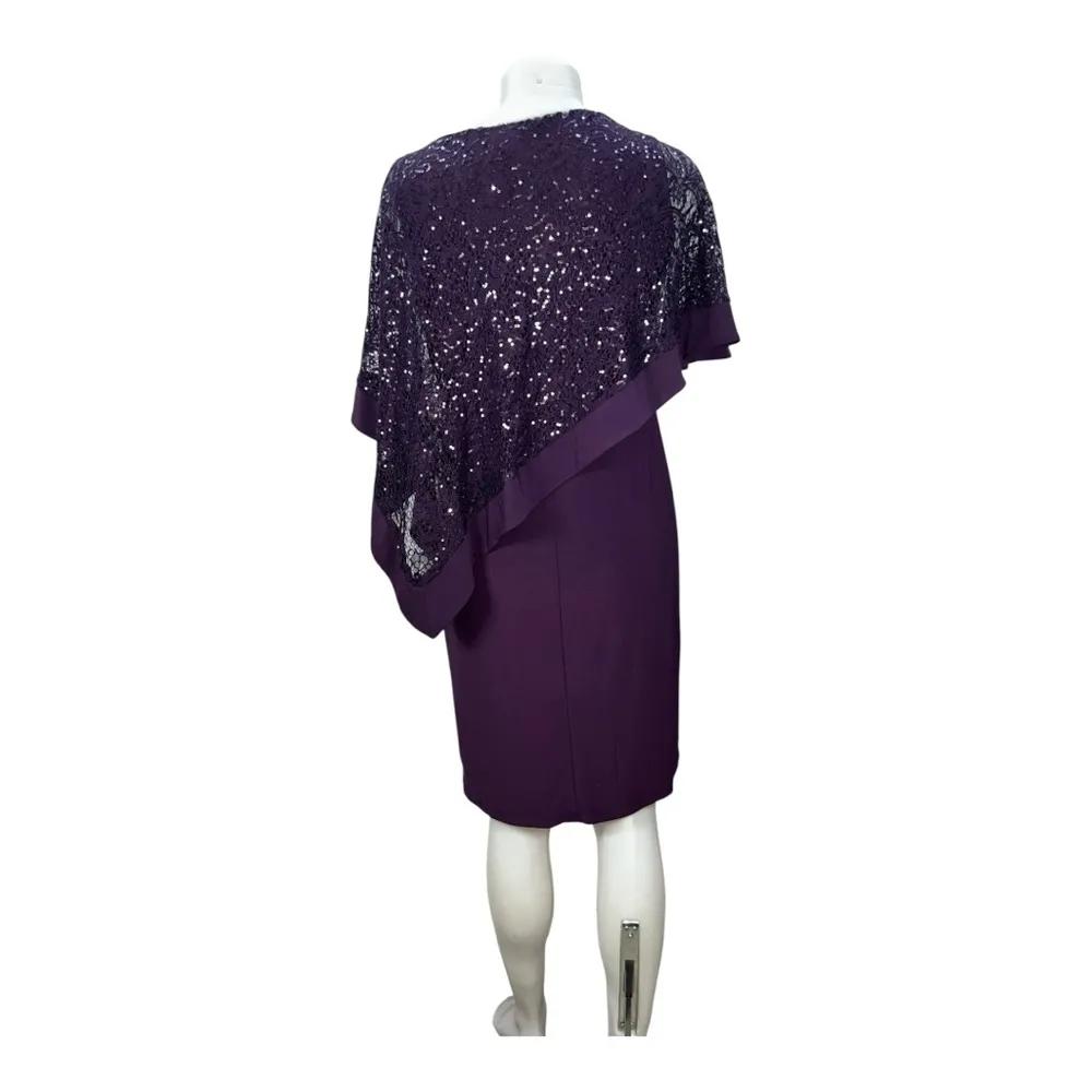 Roz & Ali Sequin Overlay Sheath Dress, Elegant Size 6 New with tags Purple - Image 5