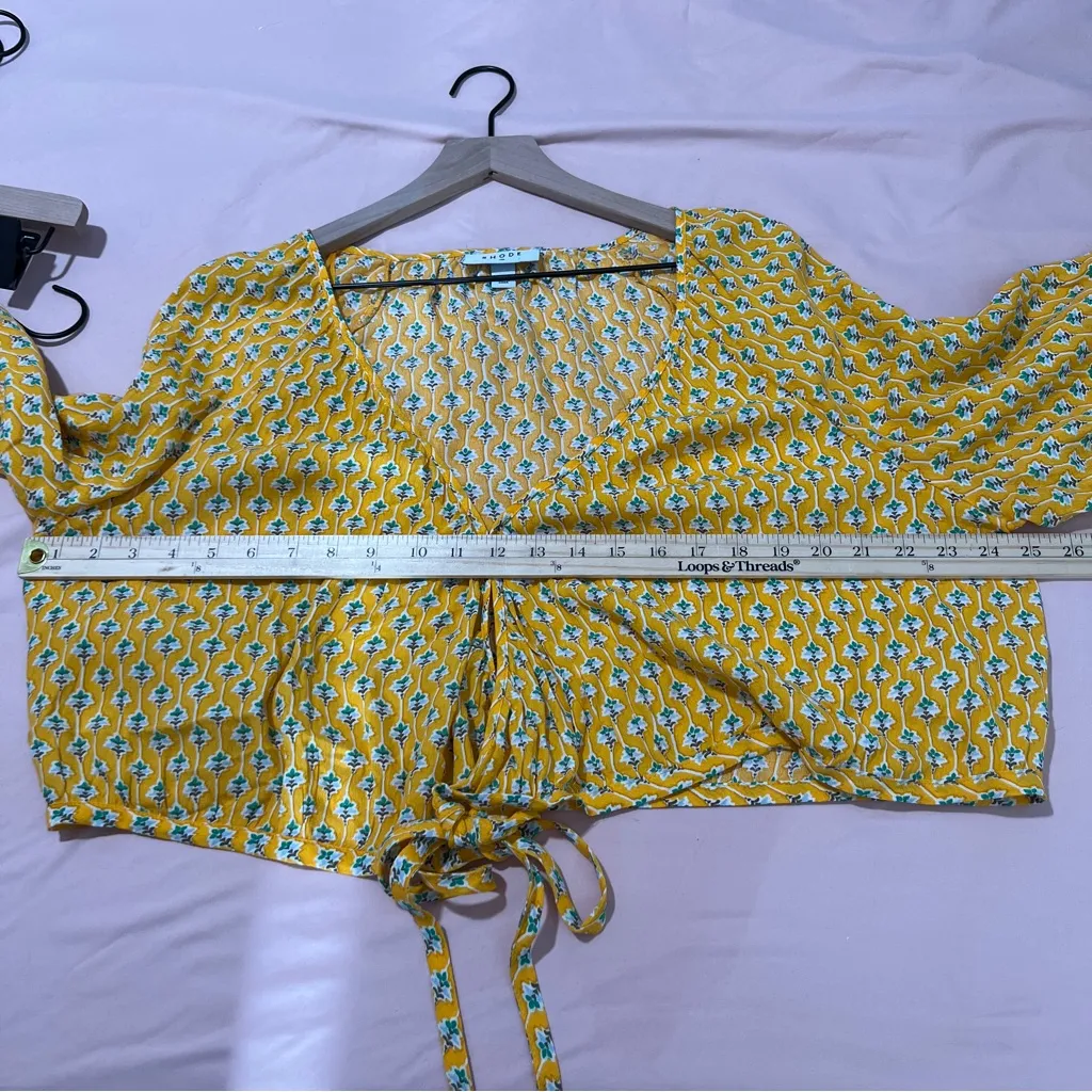 RHODE x Target Womens XXL Lightweight Floral Print Tie Crop Top & Maxi Skirt Set Yellow - Image 16