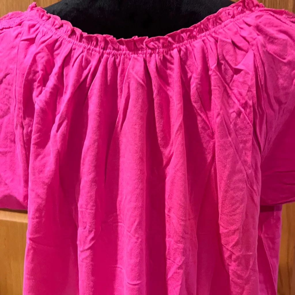 Macy's Style &‎ Co. Floral Lace Tassle Tie Puff-Sleeve Peasant Top Pink Size XL - Image 8