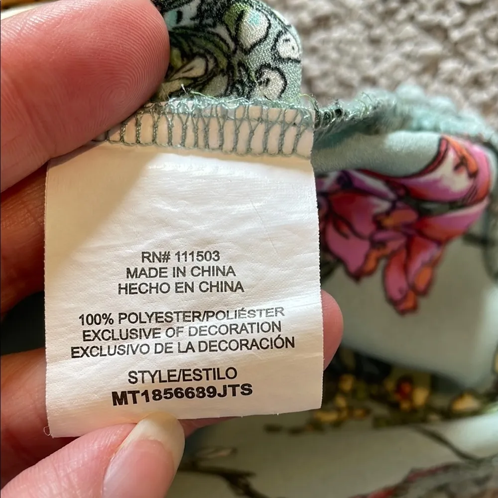 Twine & String Ruffled Sage Green Floral Flutter Sleeve Blouse | XL JRS - Image 7