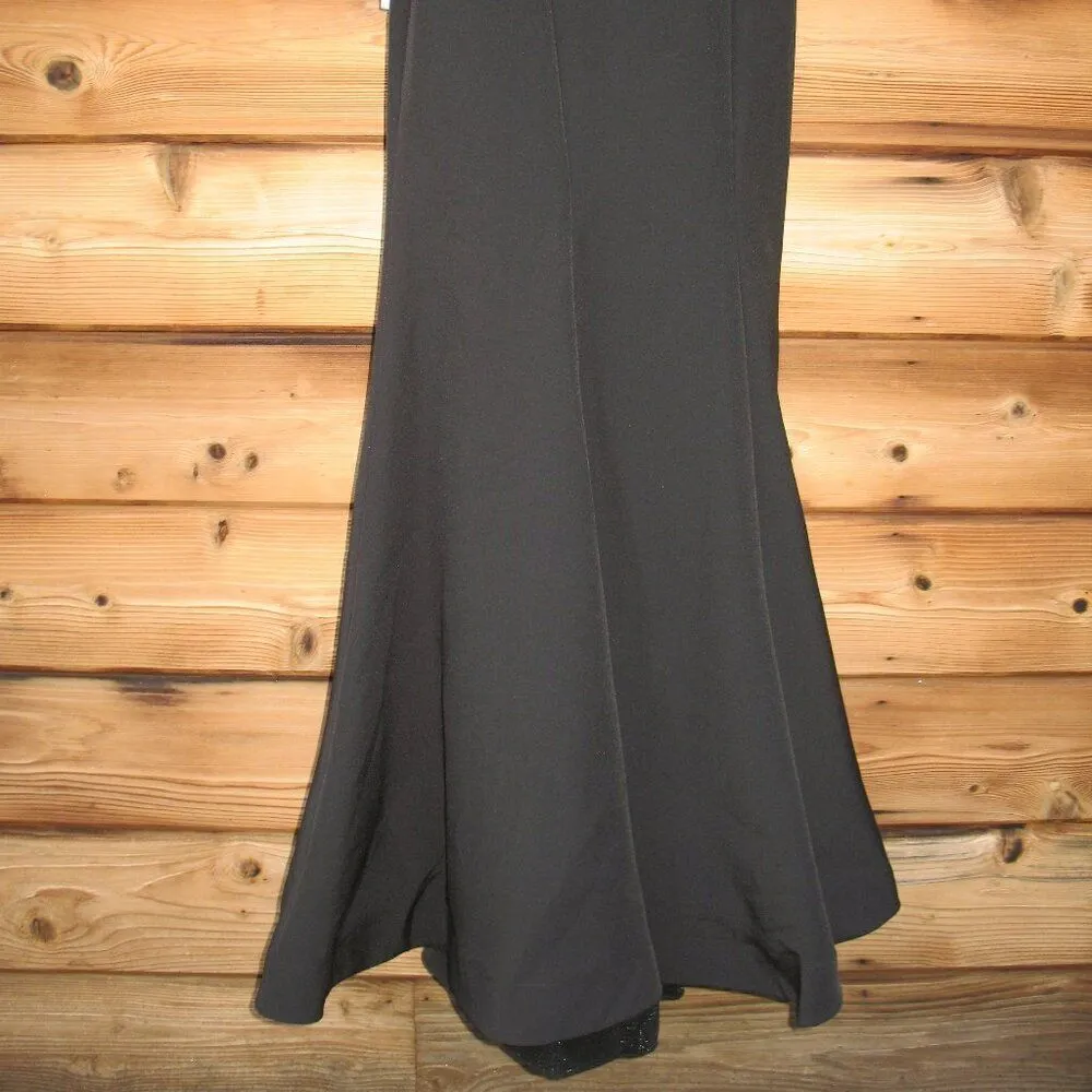 MAC DUGGAL 11775 Black Draped Pearl Beaded Mermaid Gown Dress - Image 9