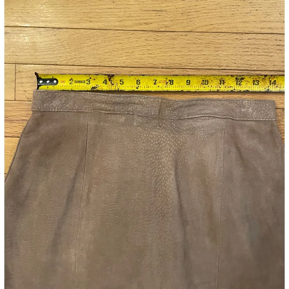 Vintage 1960s Bagatelle suede leather‎ pencil skirt tan size 12 women's - Image 3
