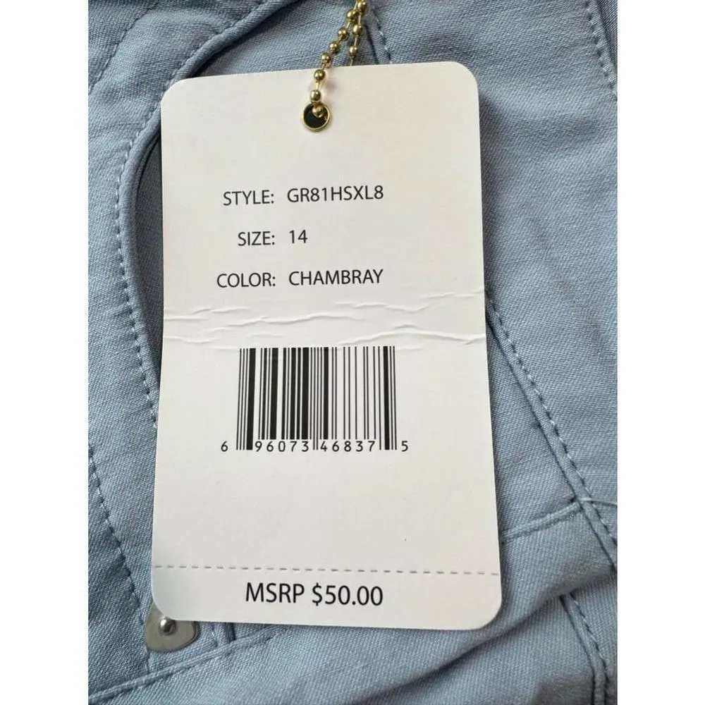 Pastel Baby Blue Chambray Slim Leg Casual Pants Chinos Zac & Rachel Size 12 - Image 14