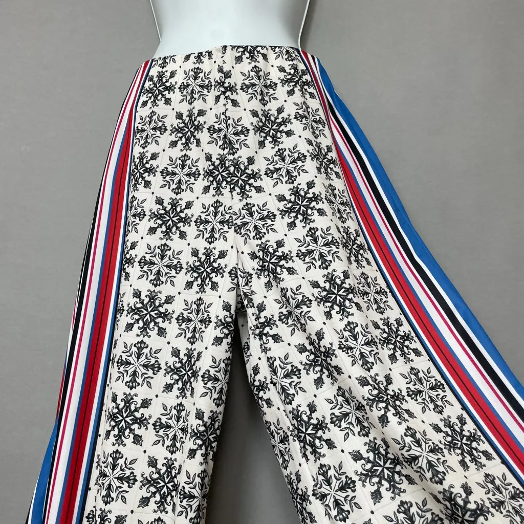 Zara Wide Leg High Waist Palazzo Scarf Print Flowing Trousers Moroccan Tile Smll - Image 16