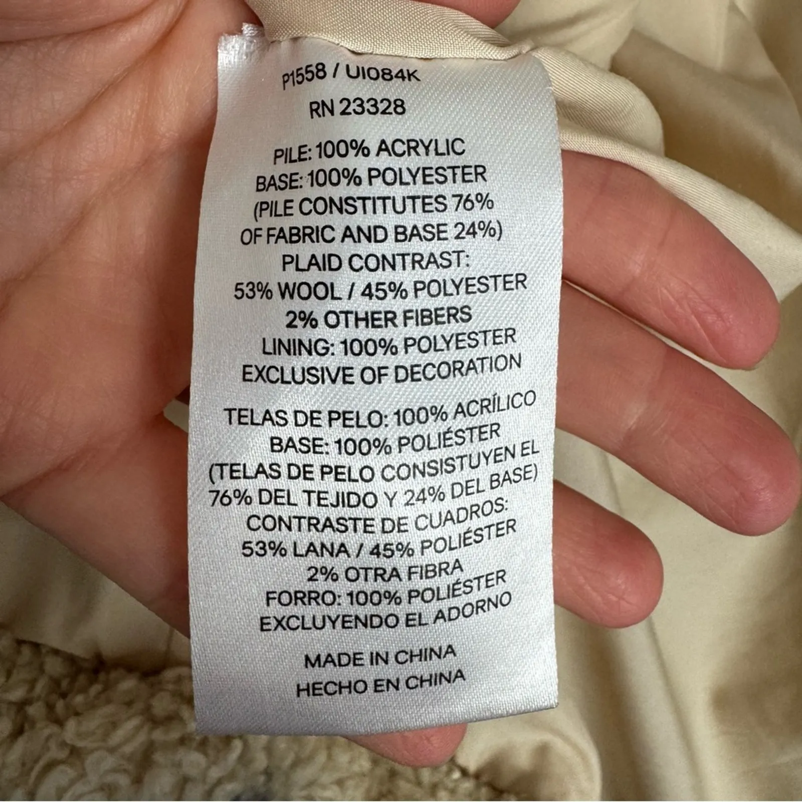 Pendleton CreamTeddy Sherpa Full Zip Up Jacket Size Small - Image 7