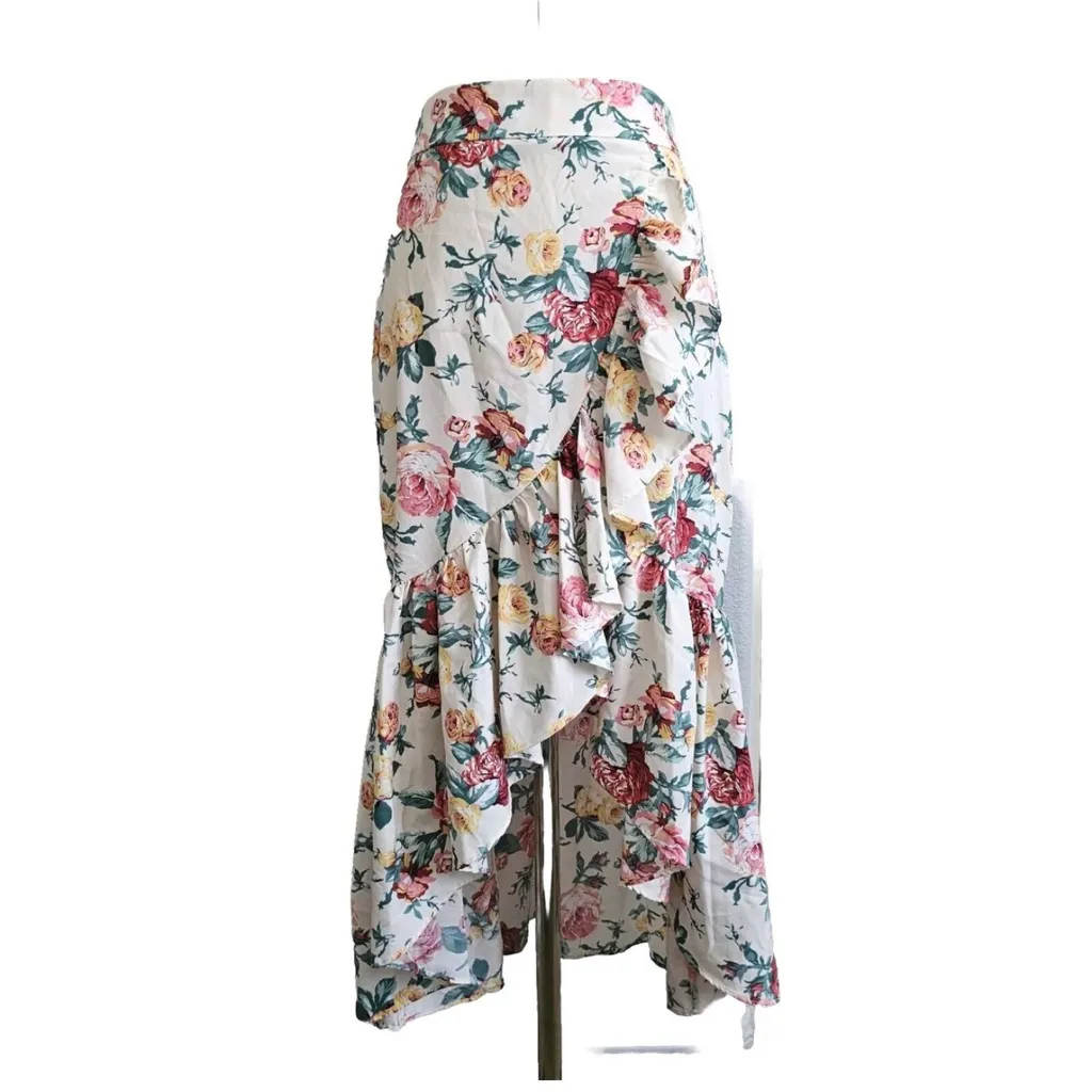 Milk & Honey, Asymmetrical Pink and Blue Wrap Maxi Skirt Size XL - Image 8