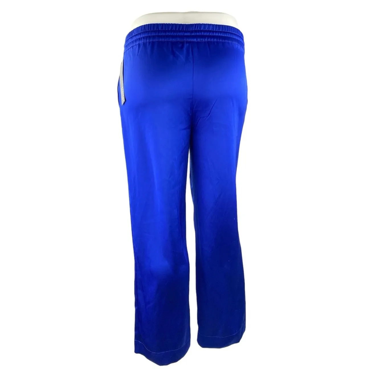 NEW Badgley Mischka Women's Blue High Rise Tassel Tie Wide Leg Trousers Pants L - Image 3