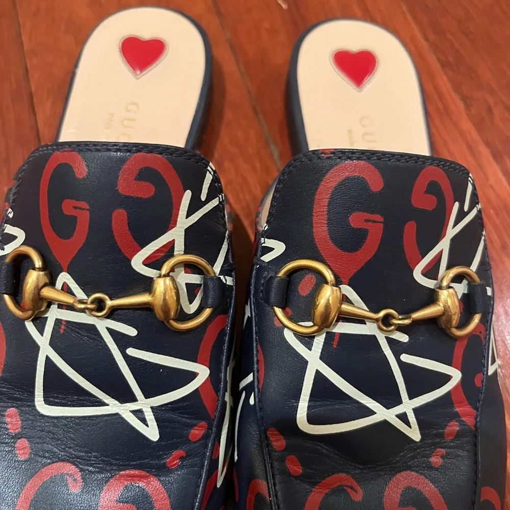 Gucci | Princetown Mules Navy Red White Horsebit 36 - Image 5