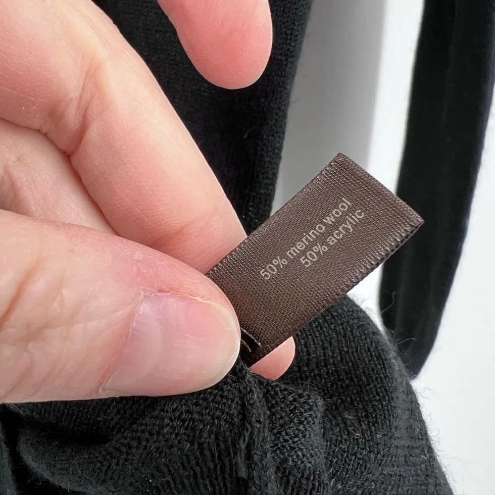 Limited Ruffle Merino Wool Blend Lightweight Sweater small career top‎ black - Image 5