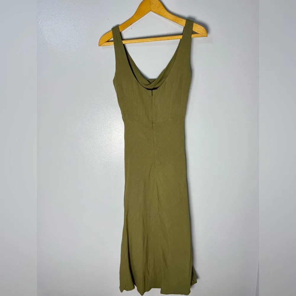 Mable Olive Cotton and Linen Cutout Dress | M Green Size M - Image 2