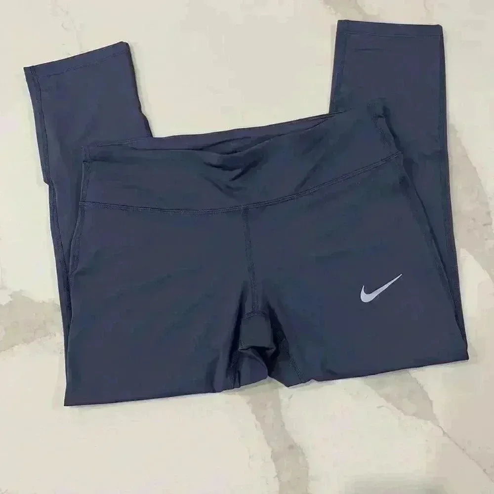 Nike Dri Fit Cropped Activewear Leggings Blue Womens Size Medium Running MeshLeg - Image 2